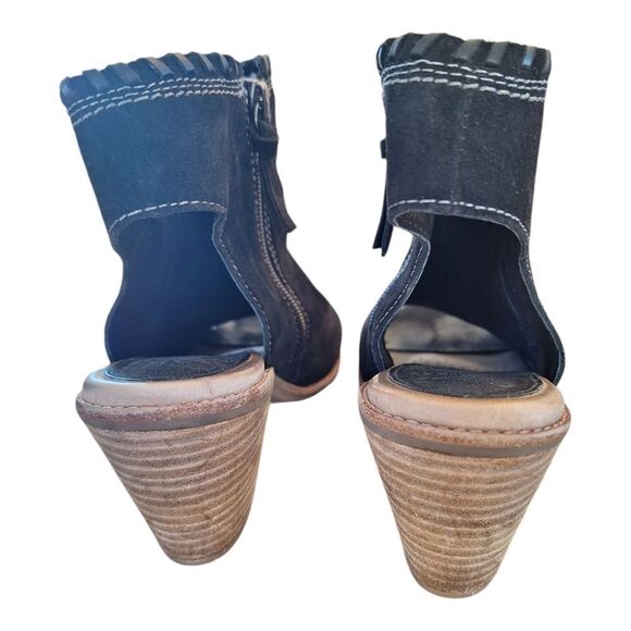 Sofft Leather Whipstitched Peep-Toe Booties Maleigha Black Suede 9.5 Comfort - Picture 9 of 15